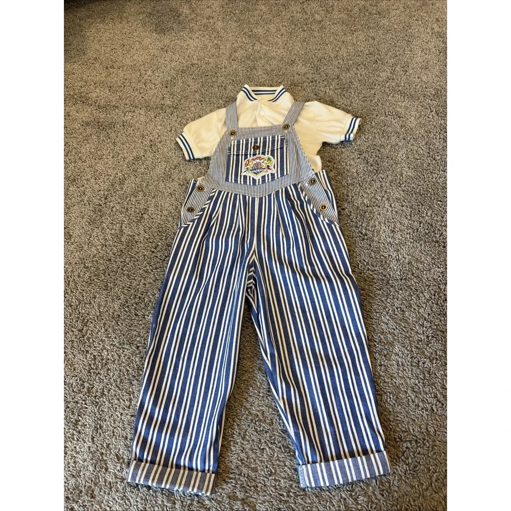 Vintage Overalls 3T Bibs Pinstripe Railroad Kids Toddler Stripe 